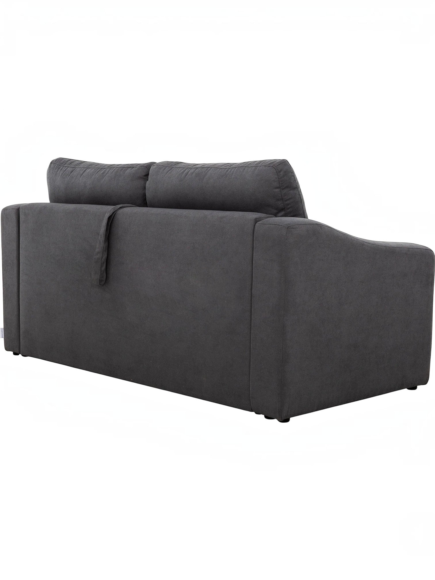 TOCO Meubles Canapé-lit Ayana gris foncé en tissu, design moderne avec coussins amovibles et accoudoirs incurvés.