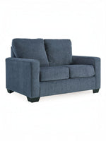 TOCO Meubles Canapé-lit Jabari 2 places bleu marine en tissu, design moderne avec coussins confortables.