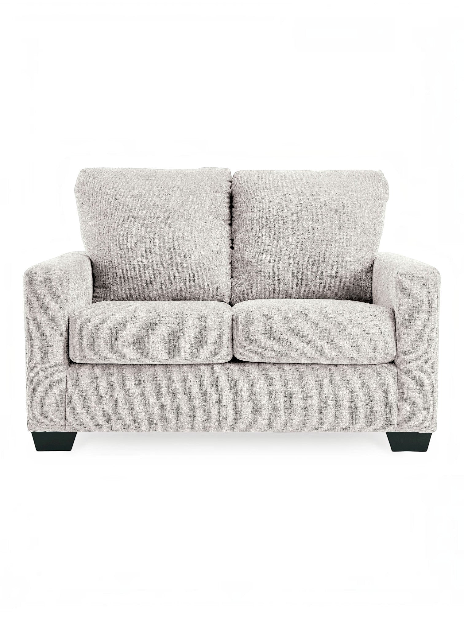 TOCO Meubles - Canapé-lit Jabari 2 places gris clair, tissu texturé, pieds noirs discrets. Design moderne et confortable.