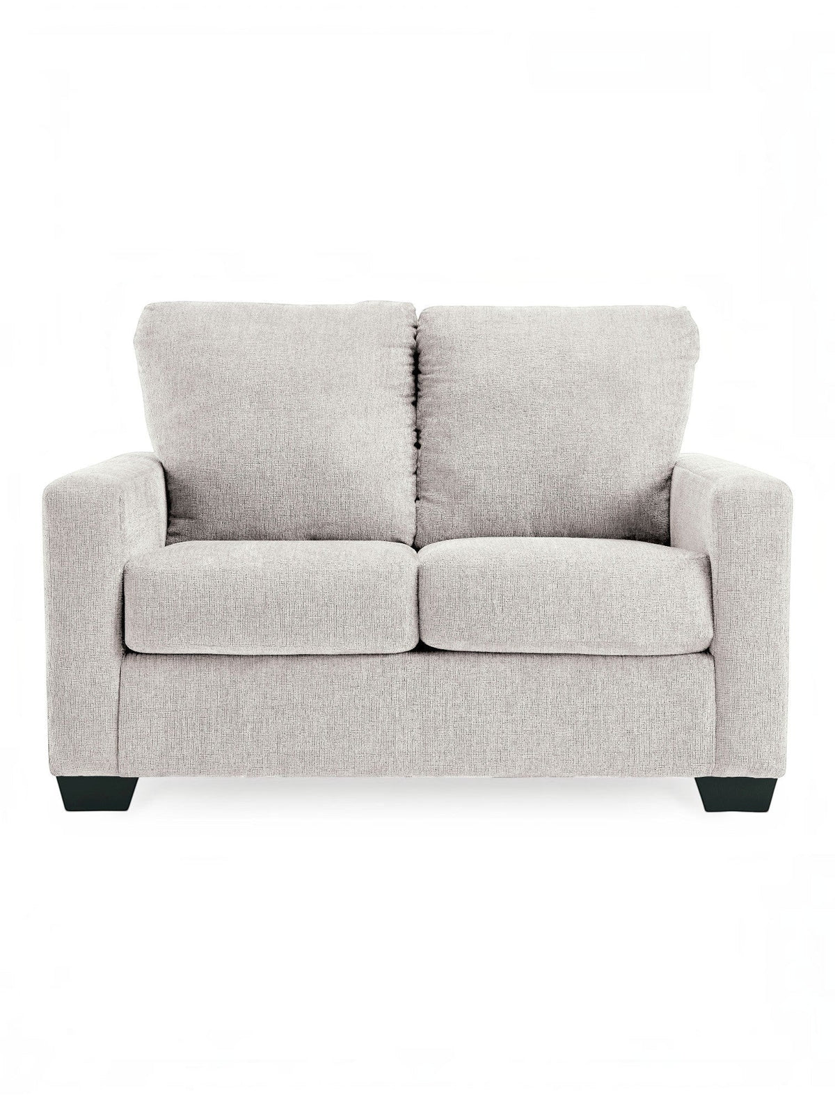 TOCO Meubles - Canapé-lit Jabari 2 places gris clair, tissu texturé, pieds noirs discrets. Design moderne et confortable.