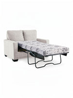 TOCO Meubles Canapé-lit Jabari 2 places beige clair, convertible en lit avec matelas à motif floral gris.