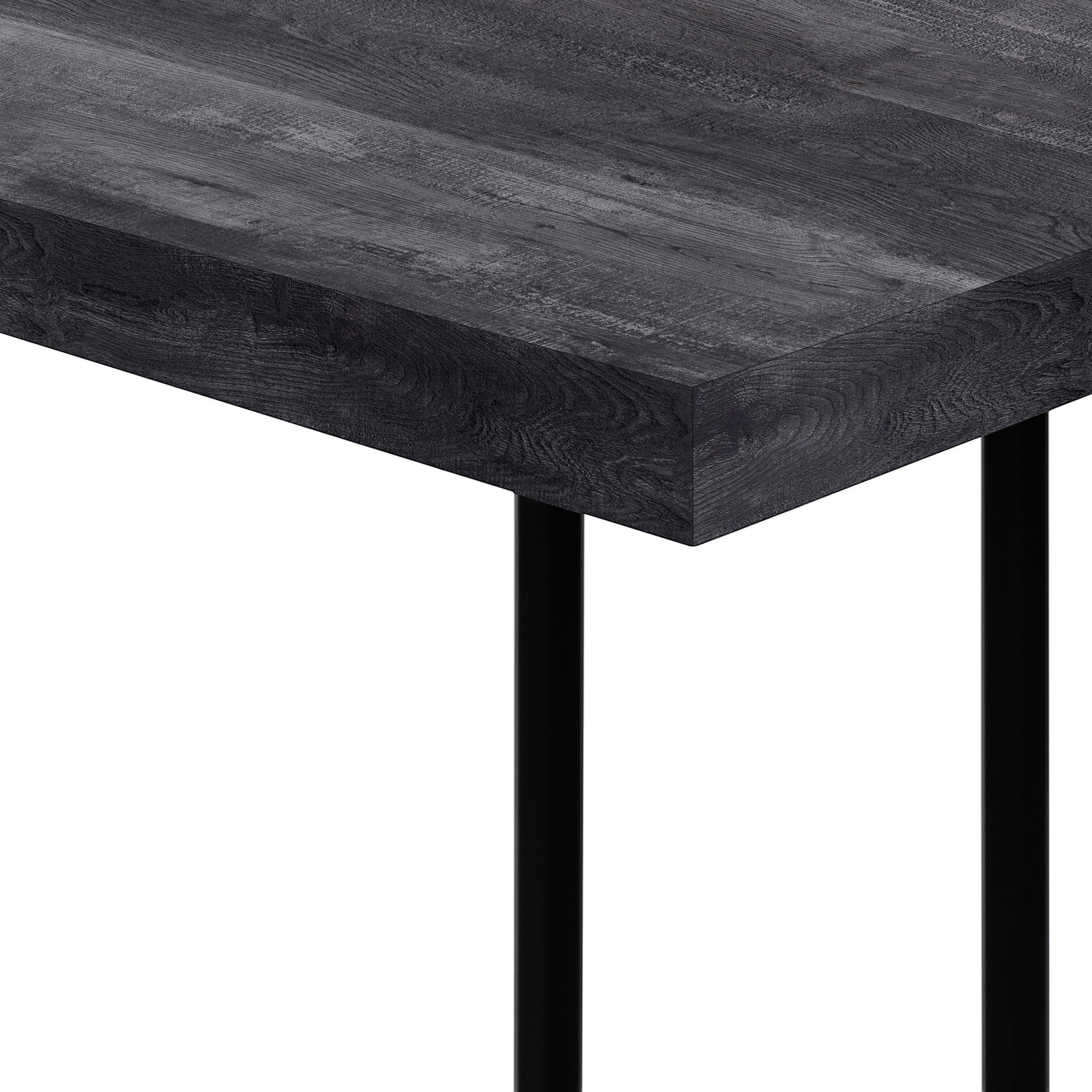 TOCO Meubles Eliott industrial C-shaped side table with dark wood effect top and black metal legs.