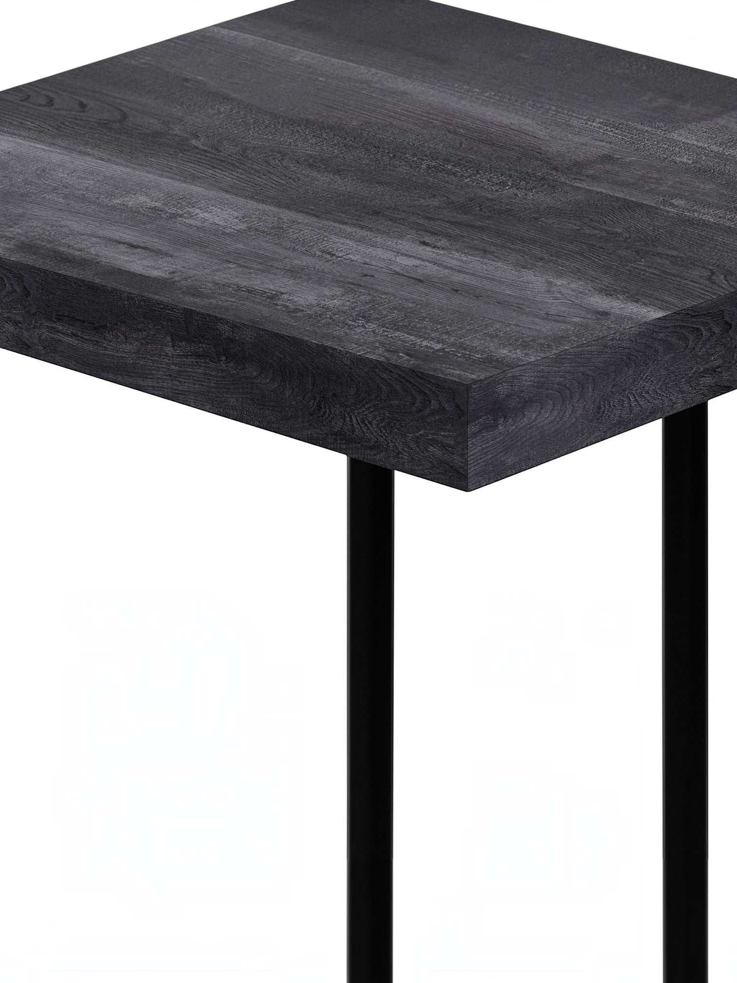 TOCO Meubles Eliott industrial C-shaped side table with dark wood effect top and black metal legs.
