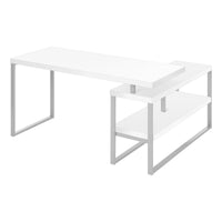 Bureau - 60"L / Métal Argent de Coin Coté D/G / #MO7586