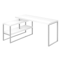 Bureau - 60"L / Métal Argent de Coin Coté D/G / #MO7586