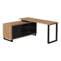 Bureau - 72"L / en Coin Exécutif Apparence Bois  / Base Noir / #MO7711