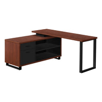 Bureau - 72"L / en Coin Exécutif Apparence Bois  / Base Noir / #MO7711